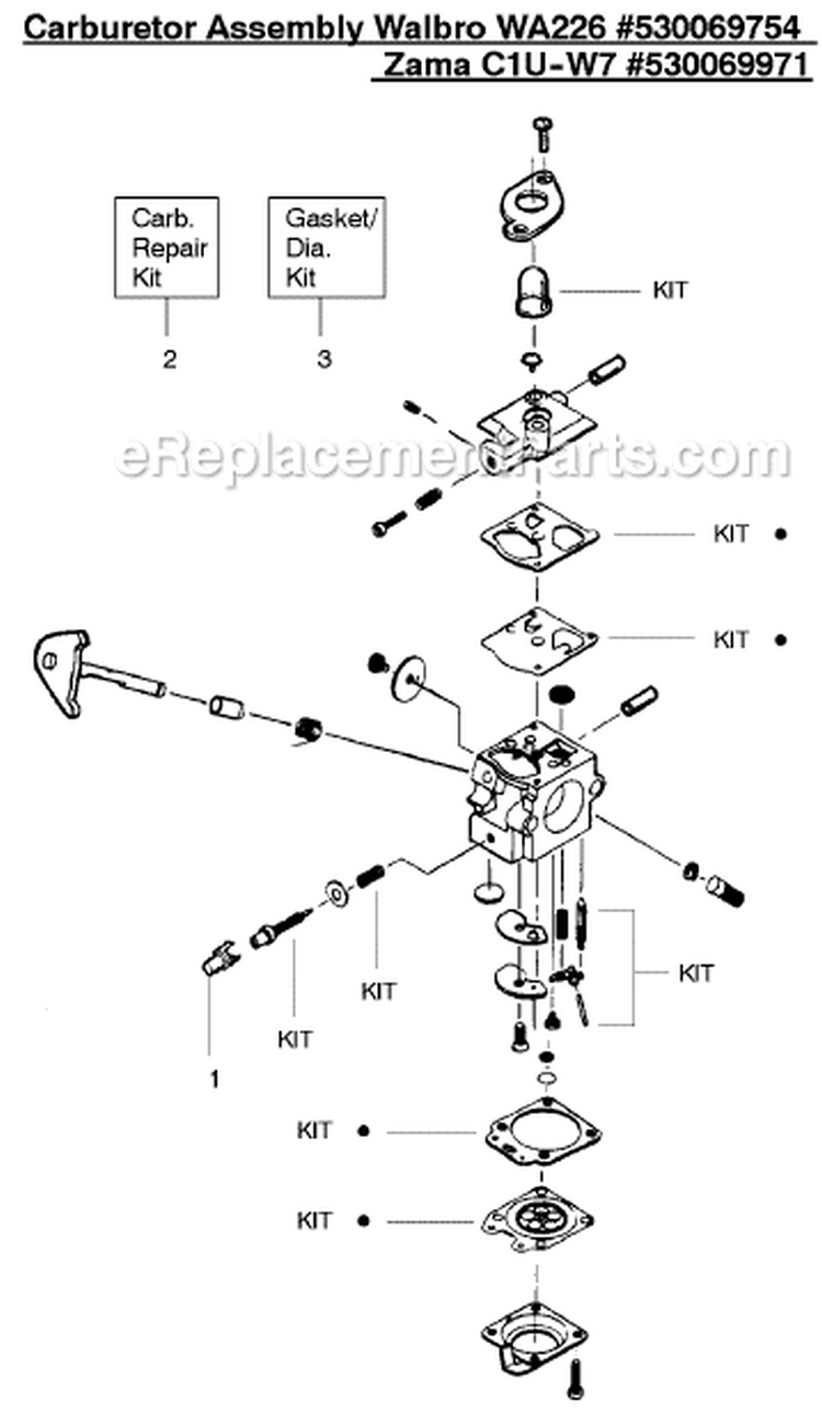 Page A Diagram and Parts List for XT600 Type 4 Weed Eater Trimmer